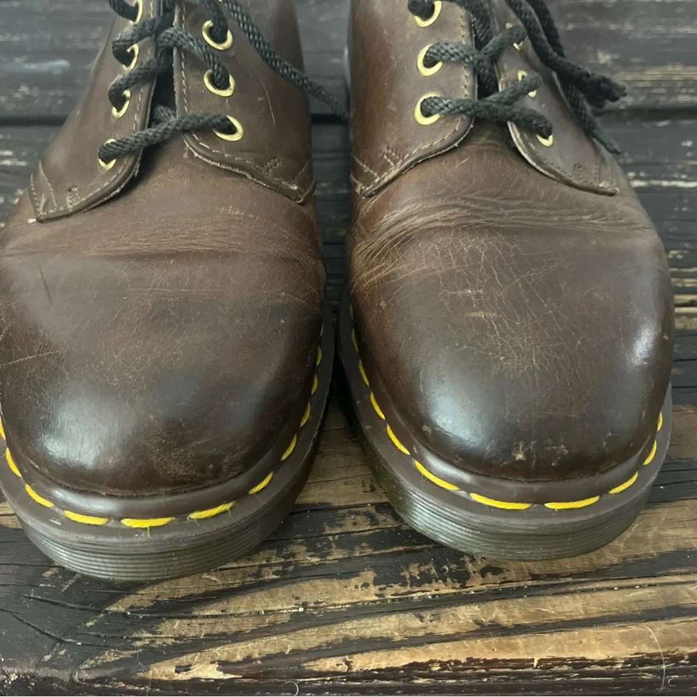 Vintage Doc Dr Martens 1561 Made in England 4 Eyelet Oxford Brown Leather Shoes